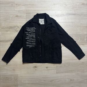 Black Smuggler’s Moon Distressed Denim Jacket – Size L